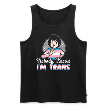 Personne ne sait que je suis trans LGBTQ Pride Transgenre - Débardeur bio Premium Homme - noir - Devant - AI Model Male 178 light (178cm)