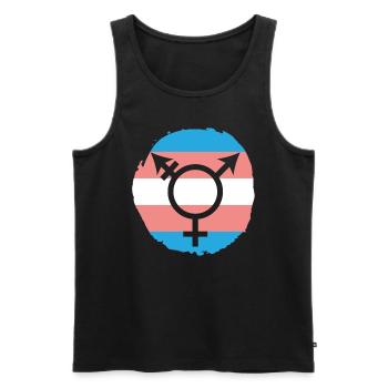 Trans Rainbow Pride LGBTQ Transgender Rechte - Männer Premium Bio Tank Top - Schwarz - Vorne - Michal (187cm)
