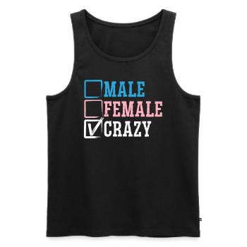 Männlich Weiblich Crazy Rainbow Pride LGBTQ Transgender - Männer Premium Bio Tank Top - Schwarz - Vorne - Michal (187cm)