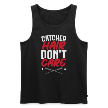 Catcher Hair Don’t Care Softball Player Sports - Débardeur bio Premium Homme - noir - Devant - Michal (187cm)