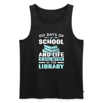 Happy 100th Day Of School Teacher Student Educator - Men's Premium Organic Tank Top - black - Front - AI Model Male 178 light (178cm)