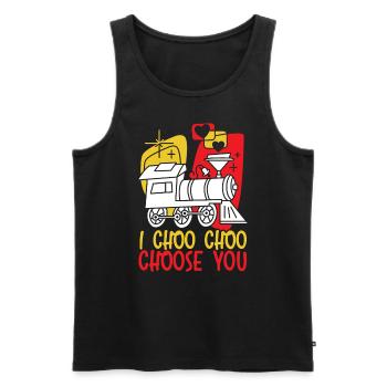 I Choo Choo Choose You Valentines Day Train Lover - Débardeur bio Premium Homme - noir - Devant - AI Model Male 178 light (178cm)