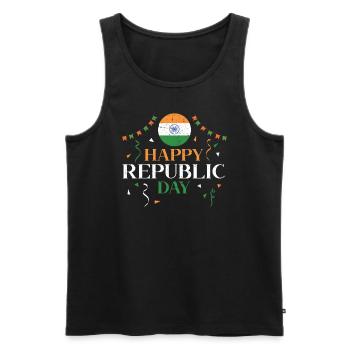 Joyeux Jour de la République Hindustani Inde Drapeau Indien - Débardeur bio Premium Homme - noir - Devant - Michal (187cm)