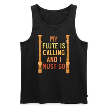 Meine Flöte ruft und ich muss Flötenspieler gehen - Männer Premium Bio Tank Top - Schwarz - Vorne - AI Model Male 178 light (178cm)