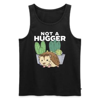 Not A Hugger Hedgehog Lover Hedgie Wildlife Animal - Men's Premium Organic Tank Top - black - Front - AI Model Male 178 light (178cm)