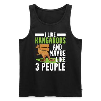 J’aime les kangourous et peut-être comme 3 personnes animaux sauvages - Débardeur bio Premium Homme - noir - Devant - Michal (187cm)