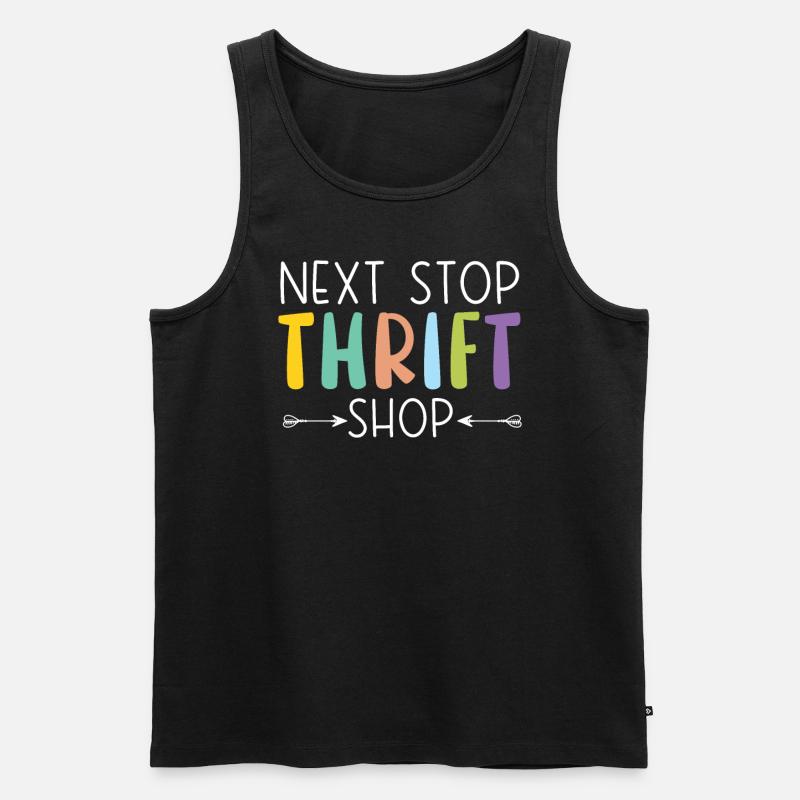 Nächster Halt Secondhand-Shop Sparsame Schnäppchenjagd - Männer Premium Bio Tank Top - Schwarz