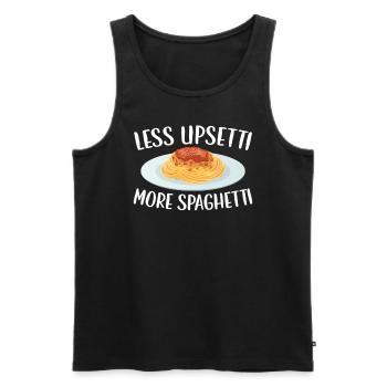 Less Upsetti More Spaghetti Lover Pasta Eater - Men's Premium Organic Tank Top - black - Front - AI Model Male 178 light (178cm)