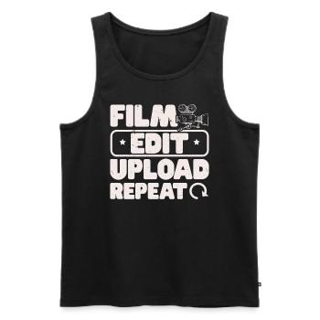 Film Edit Upload Repeat Content Creator Vlogger - Men's Premium Organic Tank Top - black - Front - AI Model Male 178 light (178cm)