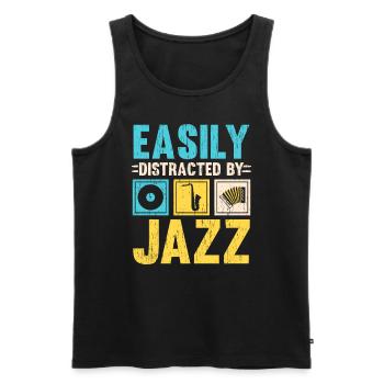 Facilement distrait par un musicien amateur de musique jazz - Débardeur bio Premium Homme - noir - Devant - Michal (187cm)