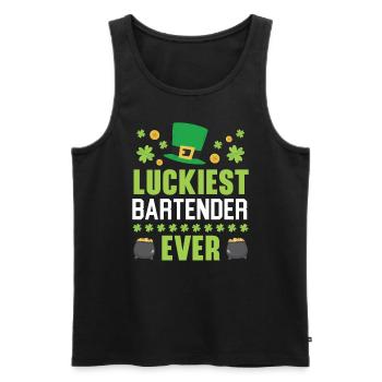 Glücklichster Barkeeper aller Zeiten St. Patrick's Saint Pattys - Männer Premium Bio Tank Top - Schwarz - Vorne - AI Model Male 178 light (178cm)