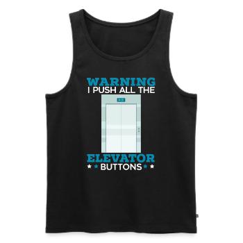 Warnung Ich drücke alle Aufzugstasten Erhöhung - Männer Premium Bio Tank Top - Schwarz - Vorne - Michal (187cm)