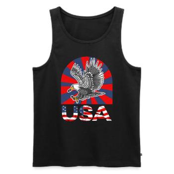 Amérique patriotique États-Unis Drapeau 4 juillet Américain - Débardeur bio Premium Homme - noir - Devant - Michal (187cm)