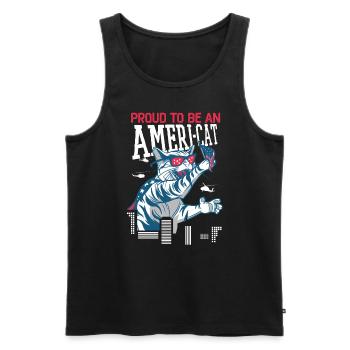 Proud To Be An Ameri-cat America 4th Of July - Men's Premium Organic Tank Top - black - Front - AI Model Male 178 light (178cm)