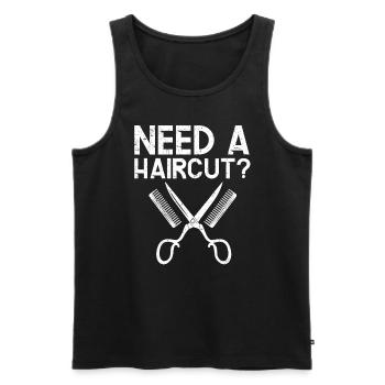 Besoin d’une coupe de cheveux Barbier Coiffeur Barbier - Débardeur bio Premium Homme - noir - Devant - Michal (187cm)