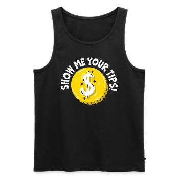 Zeig mir deine Tipps Kellner Kellnerin Barkeeper - Männer Premium Bio Tank Top - Schwarz - Vorne - Michal (187cm)