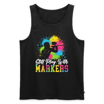 Still Play With Markers Paintball Paintballer - Men's Premium Organic Tank Top - black - Front - AI Model Male 178 light (178cm)