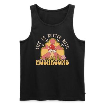 Cottagecore Champignon Esthétique Conservation de la nature - Débardeur bio Premium Homme - noir - Devant - Michal (187cm)