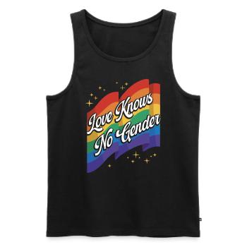 Love Knows No Gender Regenbogen Pride Month LGBTQ Gay - Männer Premium Bio Tank Top - Schwarz - Vorne - Michal (187cm)