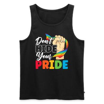 Ne cachez pas votre fierté Mois arc-en-ciel LGBTQ Gay - Débardeur bio Premium Homme - noir - Devant - Michal (187cm)