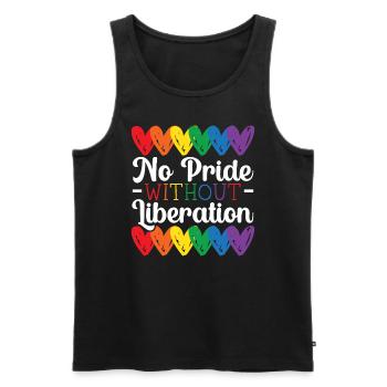 Pas de fierté sans libération Arc-en-ciel LGBTQ Gay - Débardeur bio Premium Homme - noir - Devant - Michal (187cm)