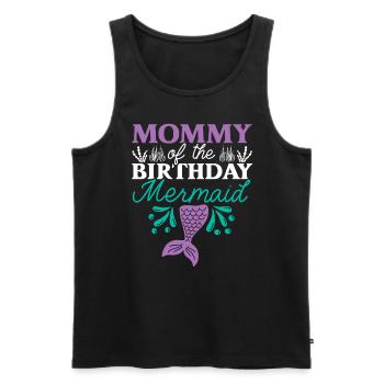 Maman De L’Anniversaire Mermaid Anniversaire Sous l’eau - Débardeur bio Premium Homme - noir - Devant - AI Model Male 178 light (178cm)
