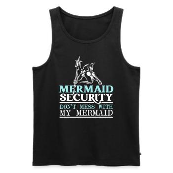 Mermaid Security Meilleur papa de tous les temps Fête des pères Sirène - Débardeur bio Premium Homme - noir - Devant - AI Model Male 178 light (178cm)