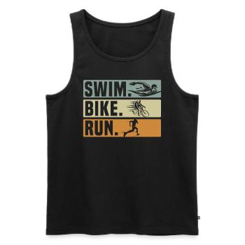 Triathlon Athlète Triathlète Natation Vélo Course - Débardeur bio Premium Homme - noir - Devant - AI Model Male 178 light (178cm)