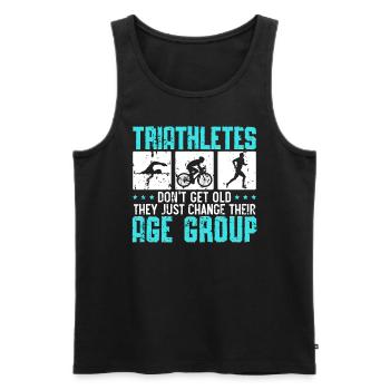 Triathlon Athlète Triathlète Natation Vélo Course - Débardeur bio Premium Homme - noir - Devant - AI Model Male 178 light (178cm)
