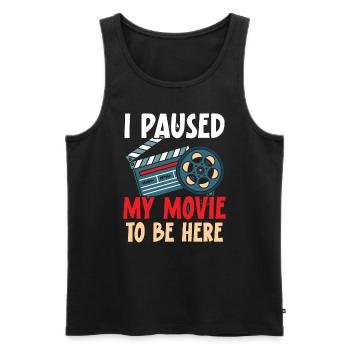 I Paused My Movie To Be Here Movie Lover Cinema - Men's Premium Organic Tank Top - black - Front - Michal (187cm)