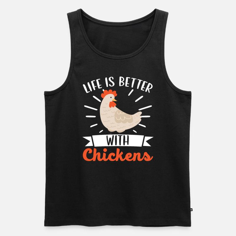 Hühnerbauer Hühnerflüsterer Bauernhoftier - Männer Premium Bio Tank Top - Schwarz