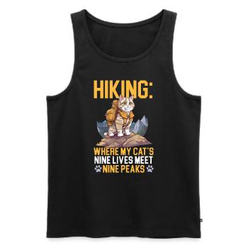 Hiking Cat Hiker Cat Owner Mountain Climbing Hiker - Men's Premium Organic Tank Top - black - Front - AI Model Male 178 light (178cm)