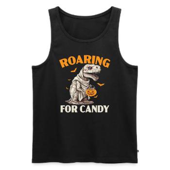Dinosaur Halloween Trick Or Treat Dino Lover - Men's Premium Organic Tank Top - black - Front - Michal (187cm)