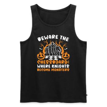 Chess Halloween Trick Or Treat Chess Board Game - Men's Premium Organic Tank Top - black - Front - AI Model Male 178 light (178cm)