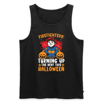 Pompier Halloween Trick Or Treat Fireman - Débardeur bio Premium Homme - noir - Devant - Michal (187cm)