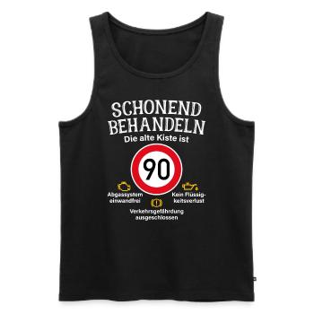90. Geburtstag Schonend Behandeln 90 Alte Kiste 90 - Männer Premium Bio Tank Top - Schwarz - Vorne - Michal (187cm)