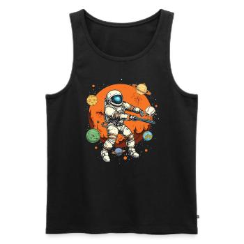 Astronaute de baseball Joueur de baseball Outerspace - Débardeur bio Premium Homme - noir - Devant - Michal (187cm)