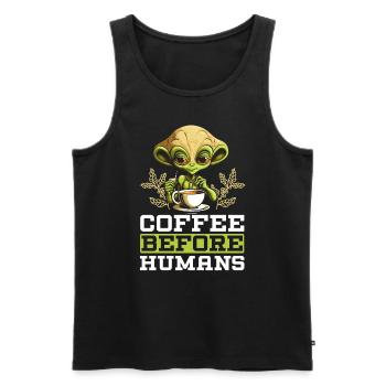Außerirdischer Kaffeeliebhaber Koffein UFO Außerirdisch - Männer Premium Bio Tank Top - Schwarz - Vorne - Michal (187cm)