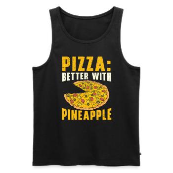 Pizza And Pineapple Tropical Fruit Pizza Eater - Men's Premium Organic Tank Top - black - Front - Michal (187cm)