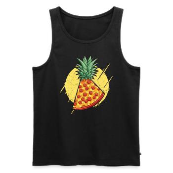 Pizza And Pineapple Tropical Fruit Pizza Eater - Men's Premium Organic Tank Top - black - Front - Michal (187cm)