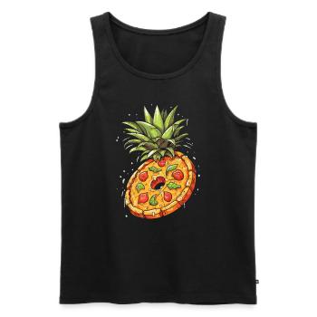 Pizza And Pineapple Tropical Fruit Pizza Eater - Men's Premium Organic Tank Top - black - Front - Michal (187cm)