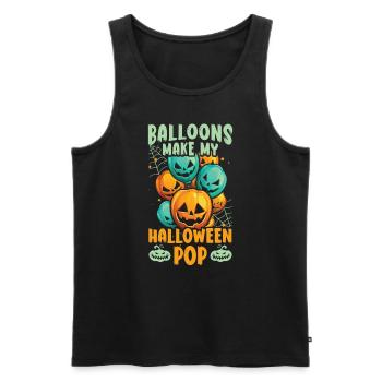 Balloon Halloween Trick Or Treat Spooky Boo Ghost - Débardeur bio Premium Homme - noir - Devant - Michal (187cm)