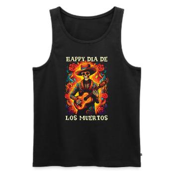 Dia De Los Muertos Sugar Skull Mexican Holiday - Men's Premium Organic Tank Top - black - Front - AI Model Male 178 light (178cm)