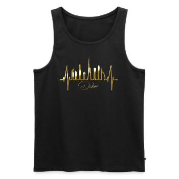 Dubai Skyline Heartbeat Burj Khalifa Silhouette - Men's Premium Organic Tank Top - black - Front - AI Model Male 178 light (178cm)