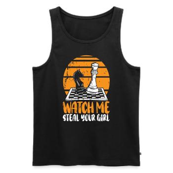 Chess Board Game Checkmate Strategy Chess Player - Men's Premium Organic Tank Top - black - Front - AI Model Male 178 light (178cm)