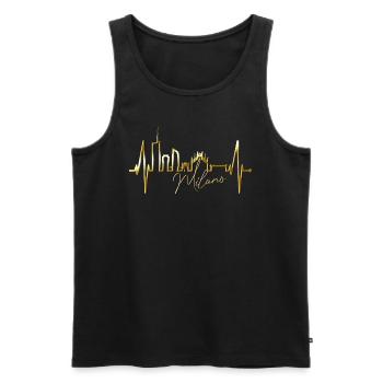 Milan Skyline Italie Heartbeat Fan Love Milano - Débardeur bio Premium Homme - noir - Devant - AI Model Male 178 light (178cm)
