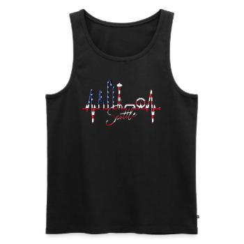 Seattle Skyline Herzschlag USA Fan Herz Puls Liebe - Männer Premium Bio Tank Top - Schwarz - Vorne - AI Model Male 178 light (178cm)