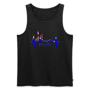 Sydney Skyline Herzschlag Australien Fan Puls Herz - Männer Premium Bio Tank Top - Schwarz - Vorne - Michal (187cm)