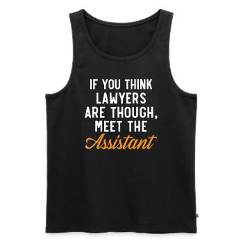 Assistante juridique Profession d’étudiante en droit Parajuriste - Débardeur bio Premium Homme - noir - Devant - AI Model Male 178 light (178cm)