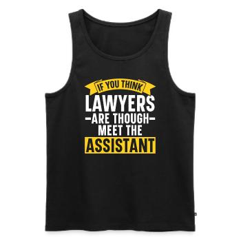 Assistante juridique Profession d’étudiante en droit Parajuriste - Débardeur bio Premium Homme - noir - Devant - AI Model Male 178 light (178cm)